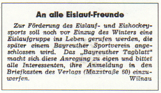 Zeitungsartikel von 1949 im Bayreuther Tagblatt